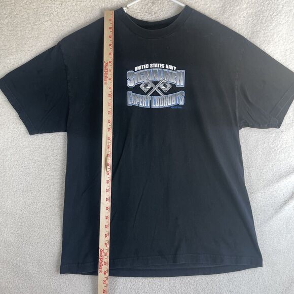 Vintage US Navy Shirt Mens XL Black Signalman Expert Lookout Graphic Tee - Picture 3 of 15